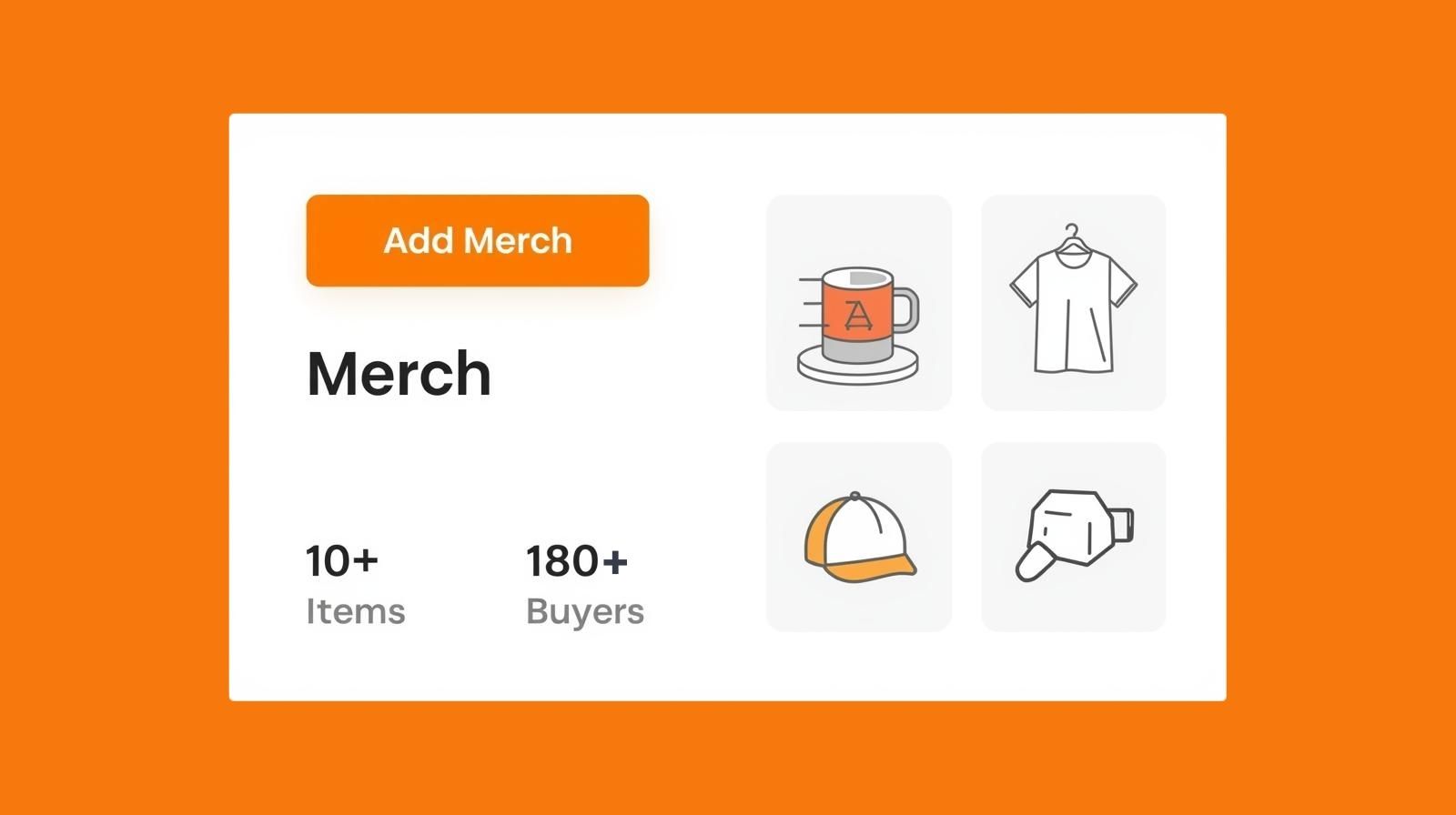 Admin screenshot showing Add Merch feature